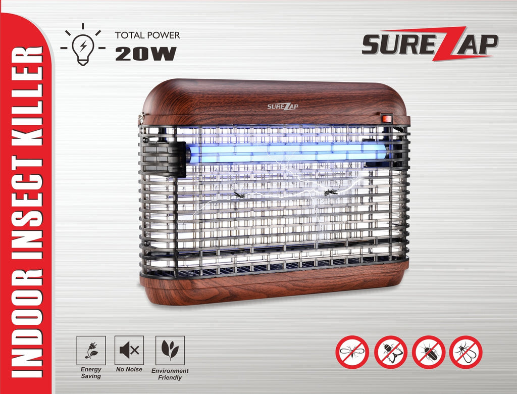 SUREZAP, 20W Indoor Electric Bug and Fly Zapper, Wooden Finish, MA011