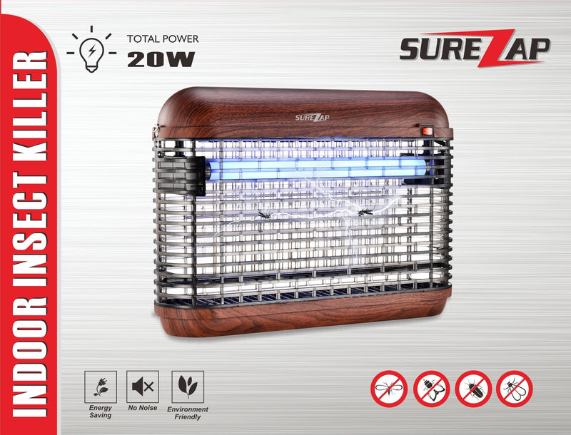 SUREZAP, 20W Indoor Electric Bug and Fly Zapper, Wooden Finish, MA011