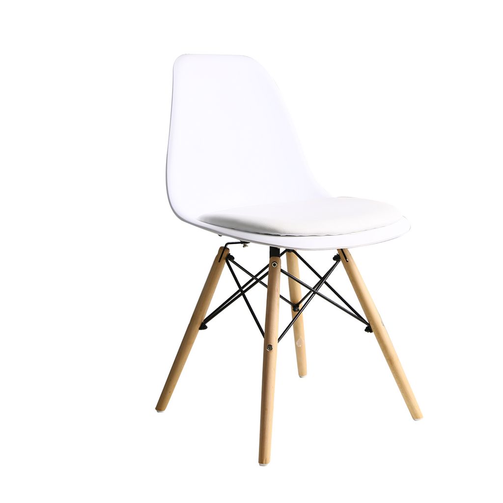 Dining chair Eames DSW with PU cushion - White color - Set of 2