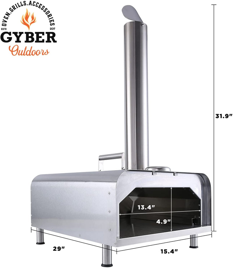 GYBER Fremont Wood Fired Pizza Oven (Outdoor), Fueled by Natural or Flavored Wood Pellet | Fast, Efficient Heating Element | Stainless Steel