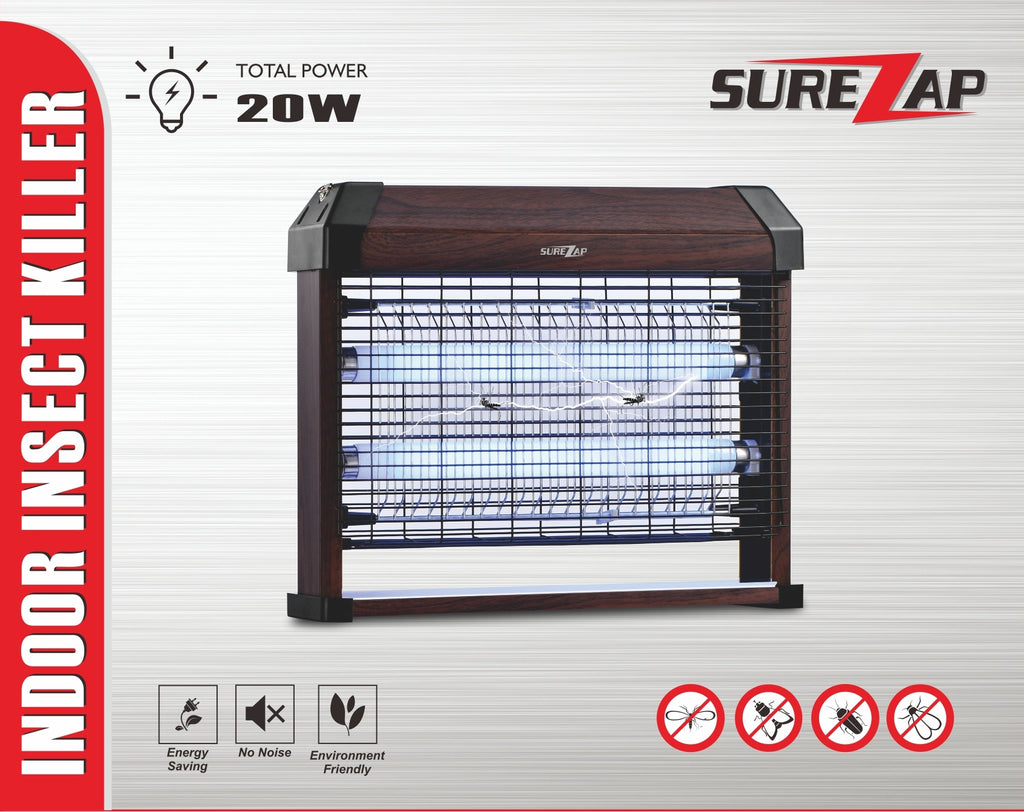 SUREZAP, 20W Indoor Electric Bug and Fly Zapper, Wooden Finish, MA001