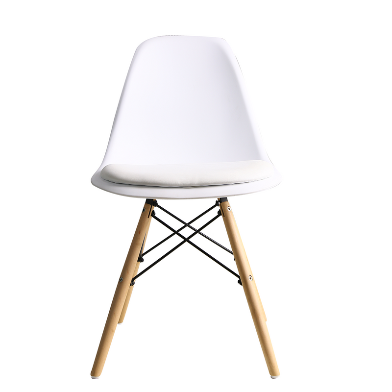 Dining chair Eames DSW with PU cushion - White color - Set of 2